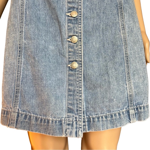 Vintage 90s GAP Denim Button Front Dress Cotton A-Line - Picture 6 of 7